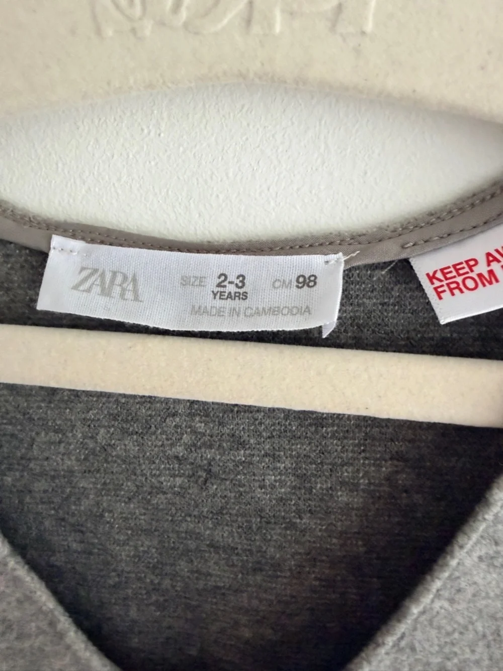 Soft Grey Felt Shift Dress Zara Size 2-3 Years